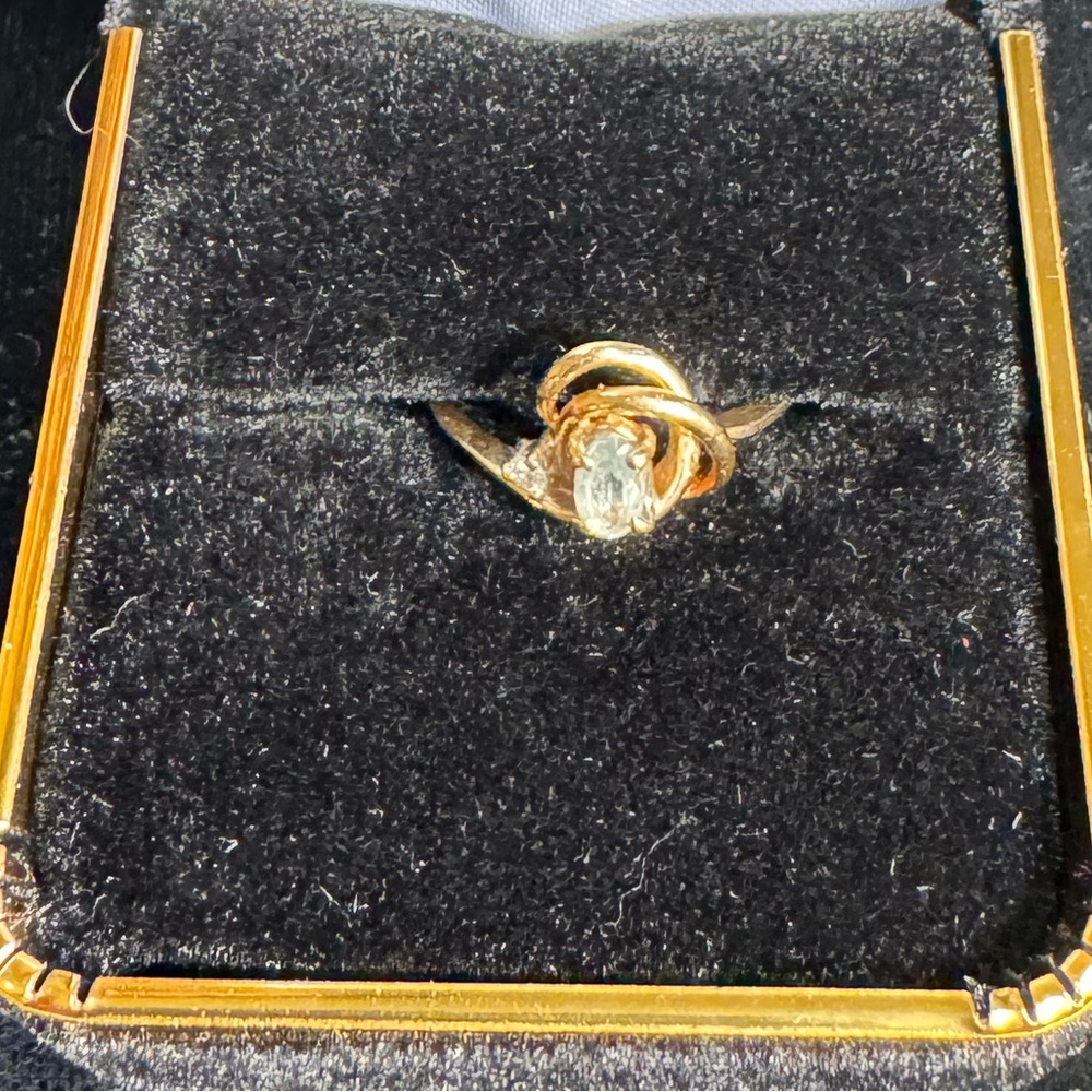 14 Kt Yellow Gold Aquamarine and Diamond Ring